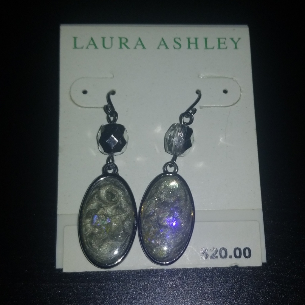Olive Color Stone W Purple Drop Earrings 19$